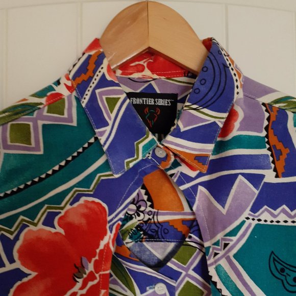 Vintage Frontier Series Faux Bolero Button Up Western Shirt Neck Cutout Size XL - Picture 5 of 13